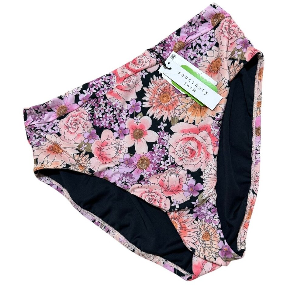 Sanctuary Womens Size L Floral Petal Pusher Banded High Leg Rise Swim Bottom NWT - Picture 2 of 6